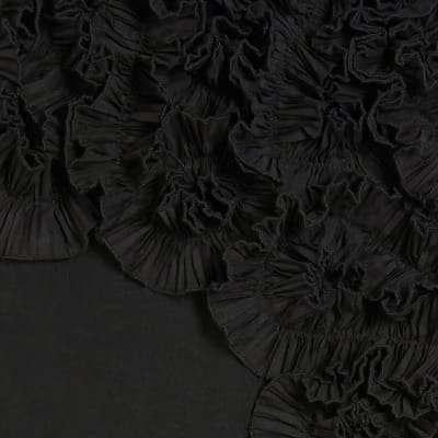 Black Sleeveless 3D Plisse Ruffle Playsuit