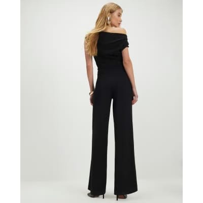 Black Sleeveless Asymmetric Drape Jumpsuit