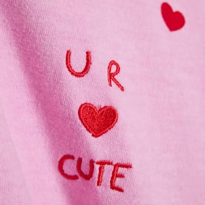 Pink Short Sleeve Ur Cute Embroidered T-shirt