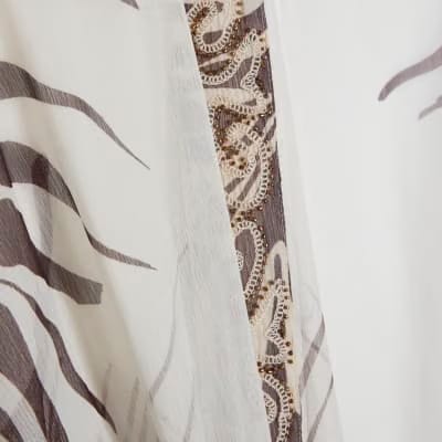 Cream Animal Print Kimono