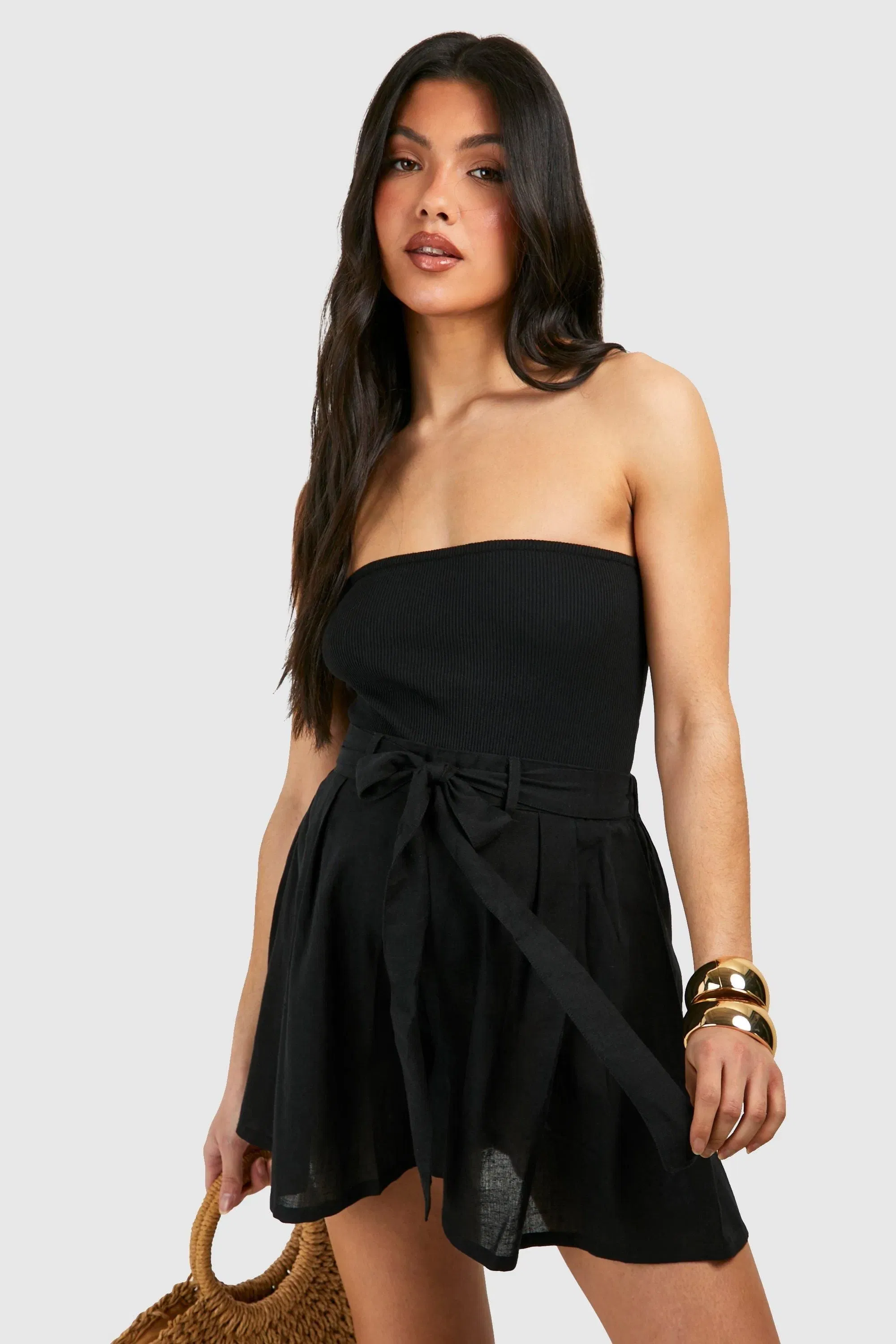 Maternity Linen Look Belted Shorts