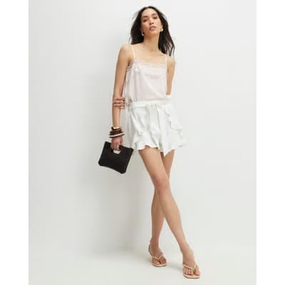 White Layered Frill Shorts