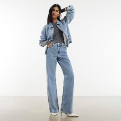 Blue Relaxed Straight Jeans