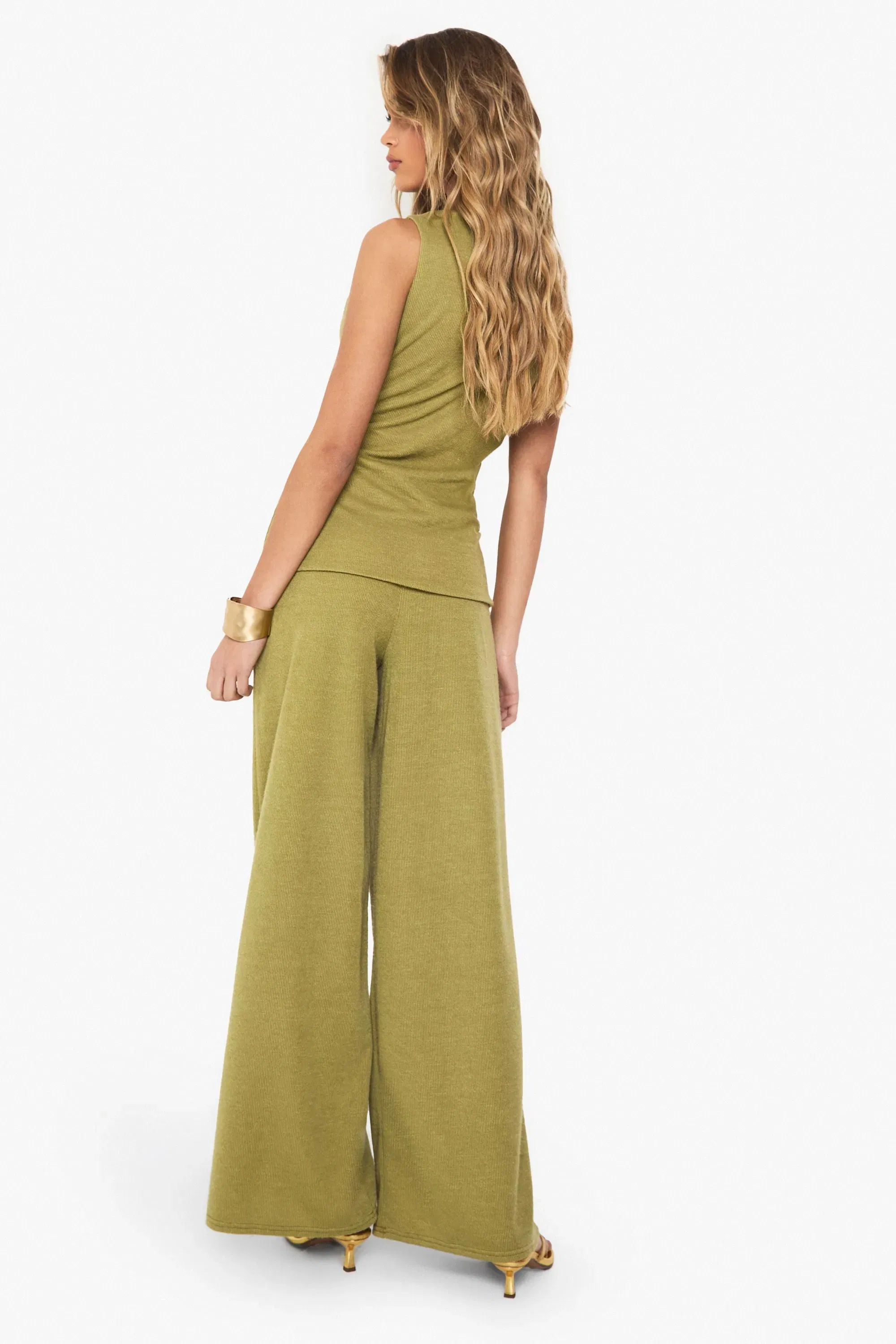 Textured Wide Leg Trouser
