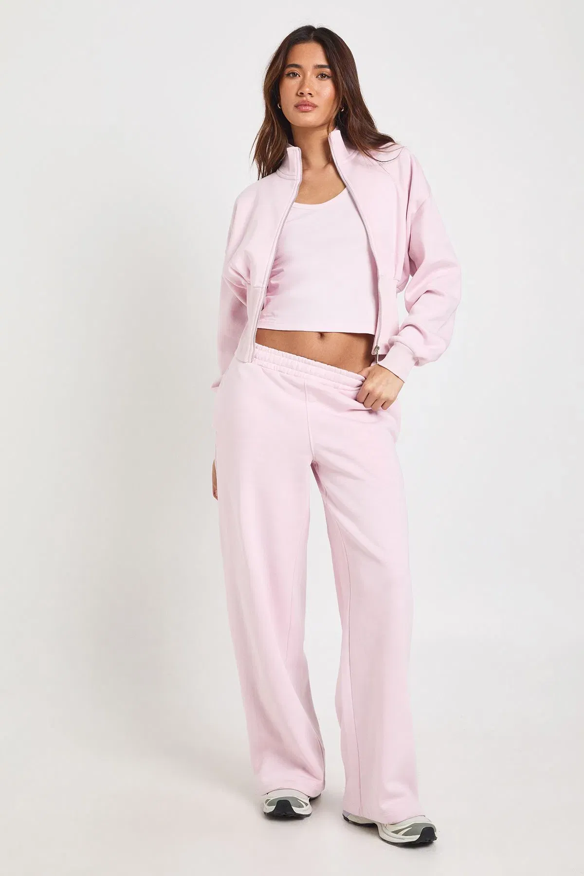 Deep Hem Zip Through 3 Piece Straight Leg Tracksuit