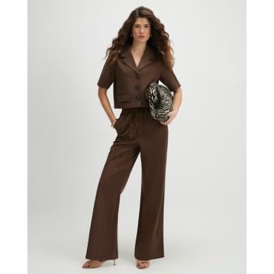 Brown Faux Suede Short Sleeve Shirt