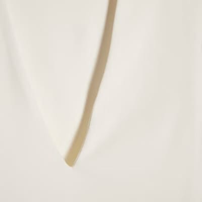 White Plunge Neckline Long Sleeve Bodysuit