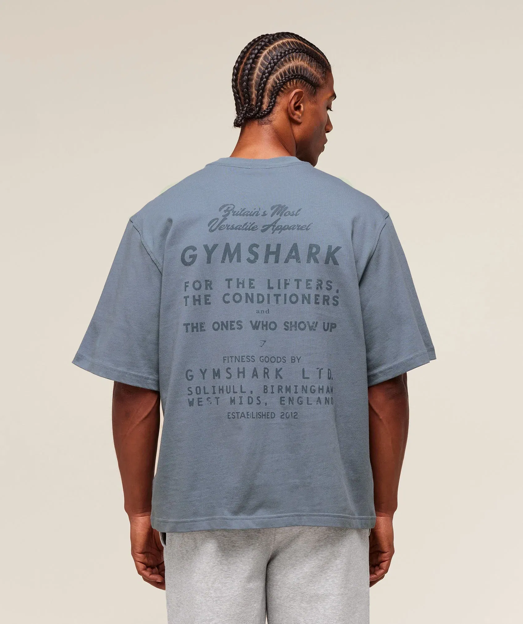 Gymshark For The Lifters Boxy T-Shirt - Iron Blue