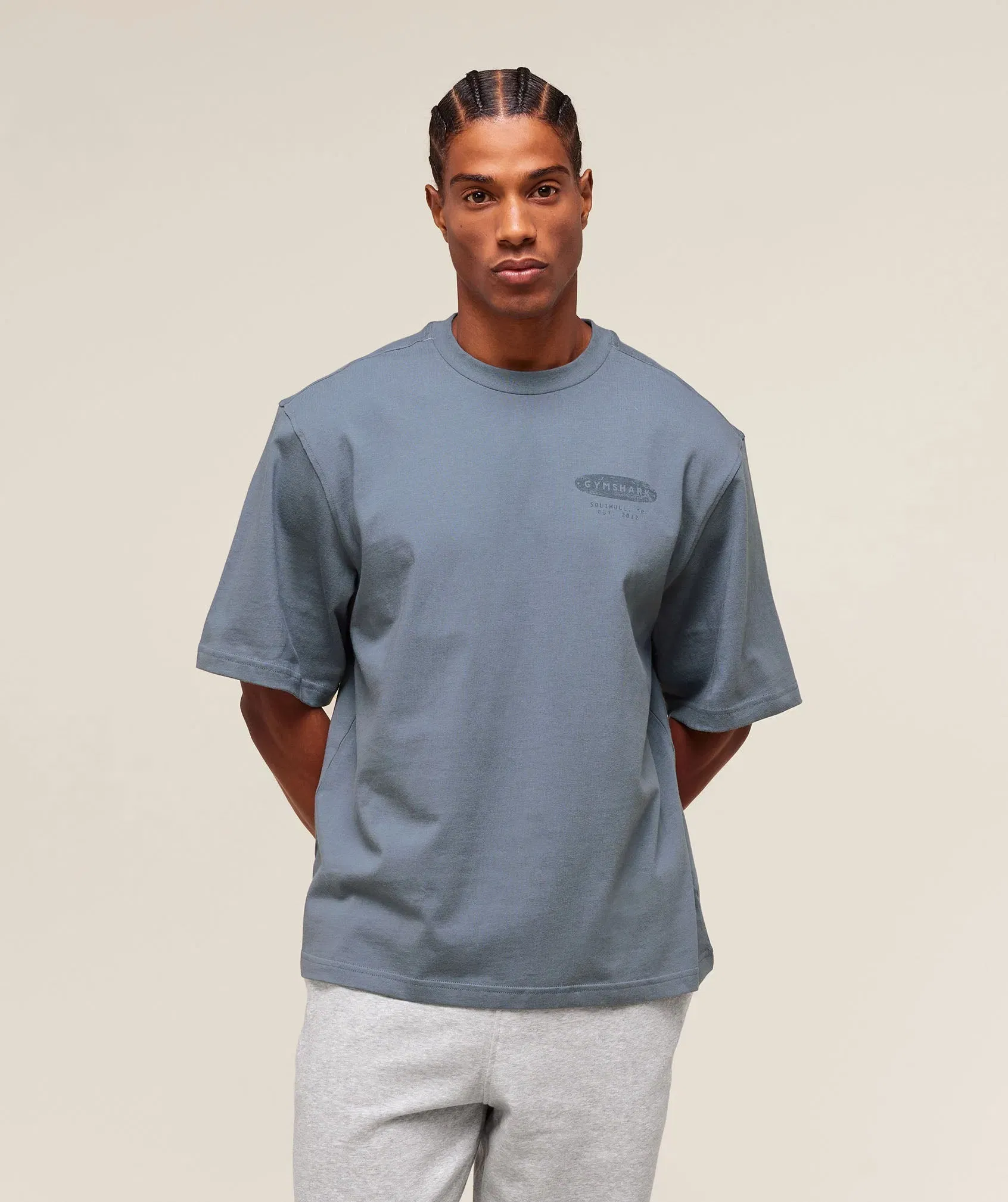 Gymshark For The Lifters Boxy T-Shirt - Iron Blue