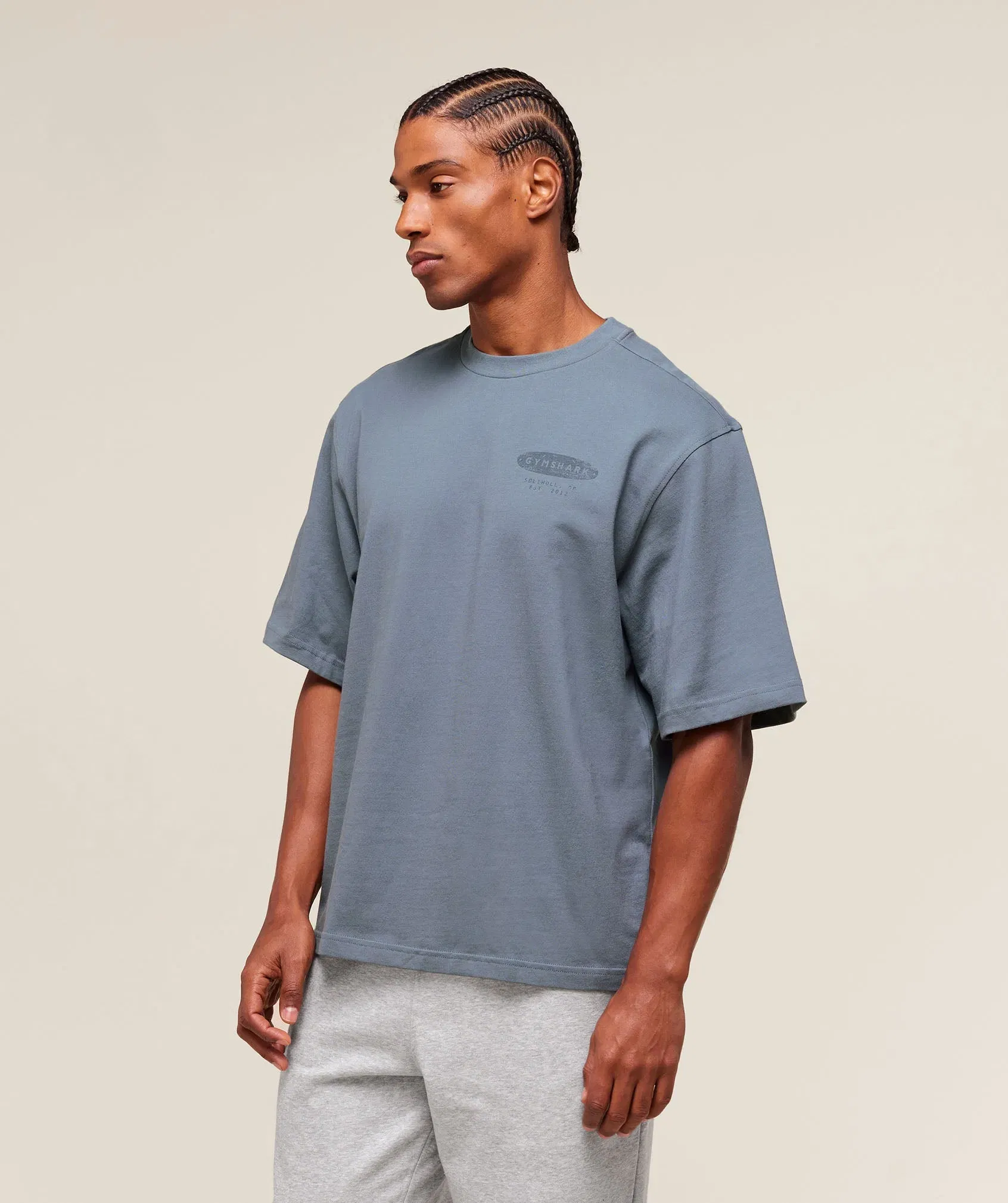 Gymshark For The Lifters Boxy T-Shirt - Iron Blue
