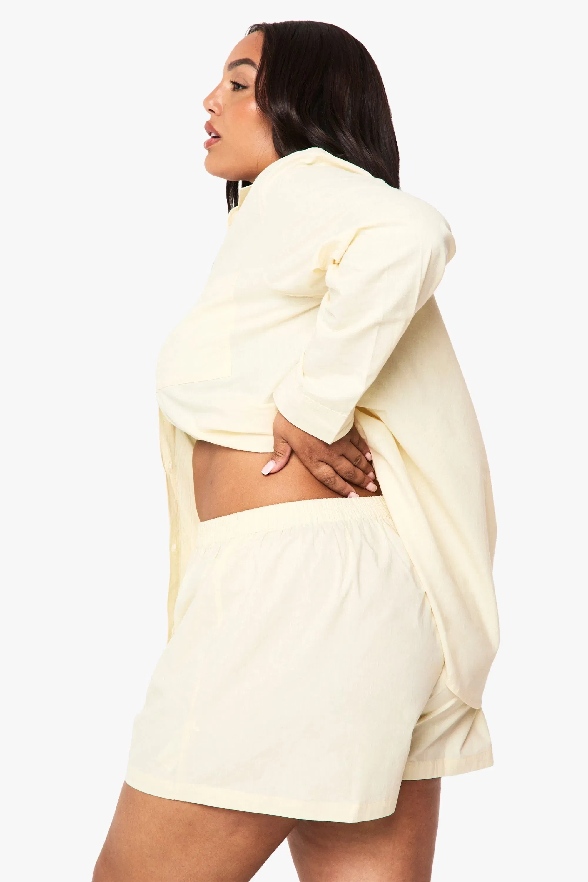 Plus Cotton Poplin Button Down Short