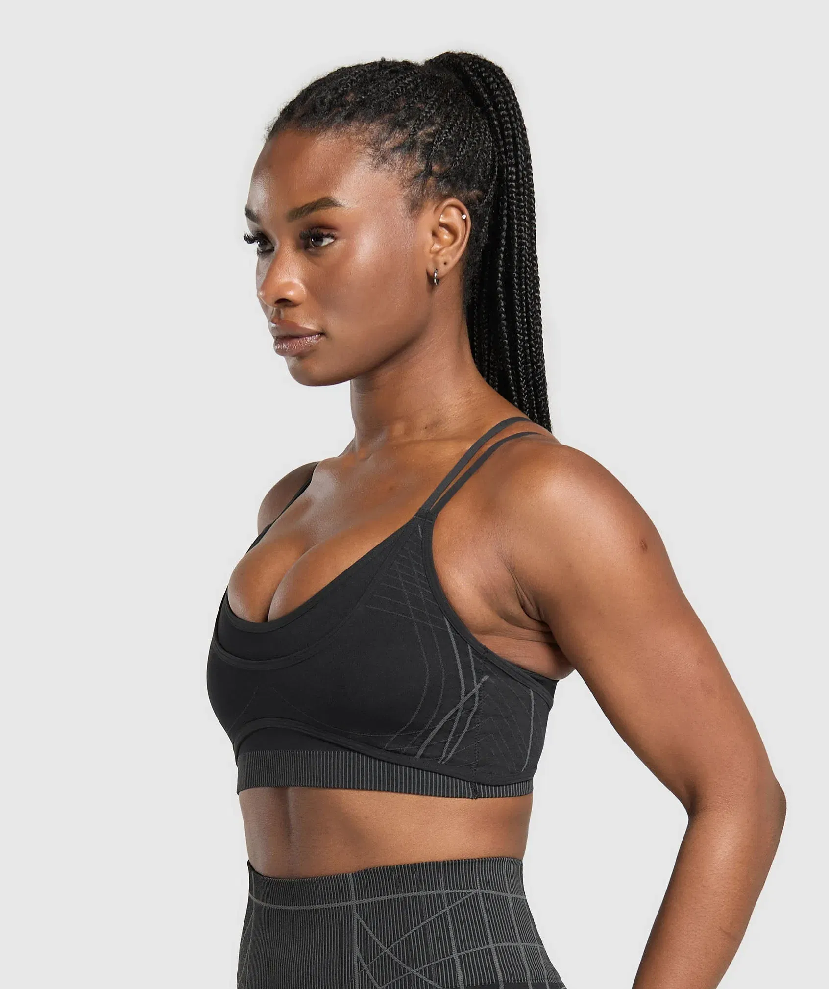 Gymshark Apex Seamless Strappy Sports Bra - Black/Graphite Grey