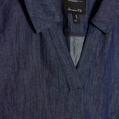 Blue Premium Linen Blend Denim Tunic Top