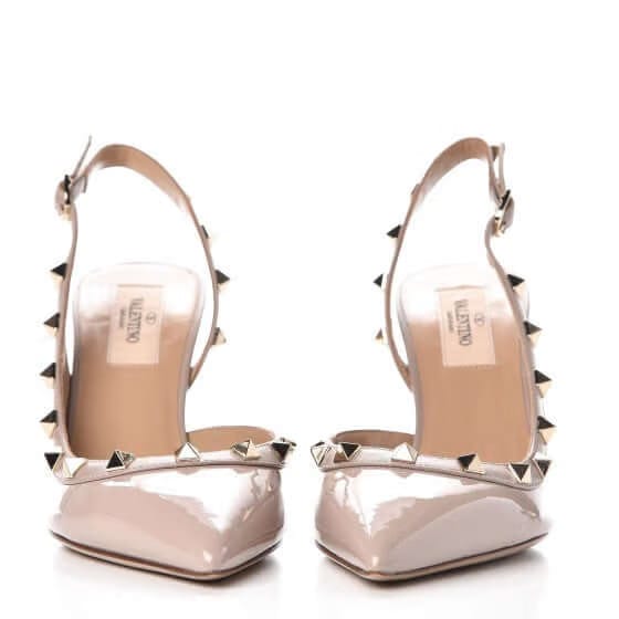 Patent Rockstud Half D'Orsay Slingback 85mm Pumps 37 Poudre