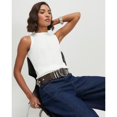 White Knitted Vest Top