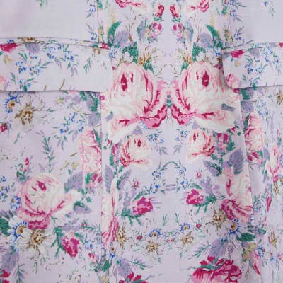 Purple Tailored Halter Neck Floral Mini Dress