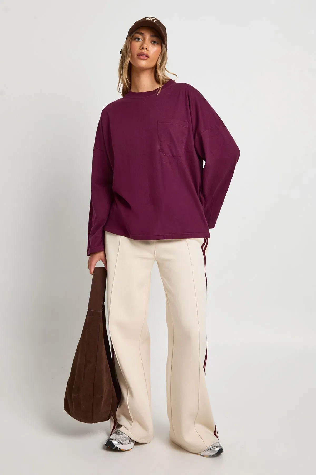 Cotton Pocket Front Long Sleeve Top