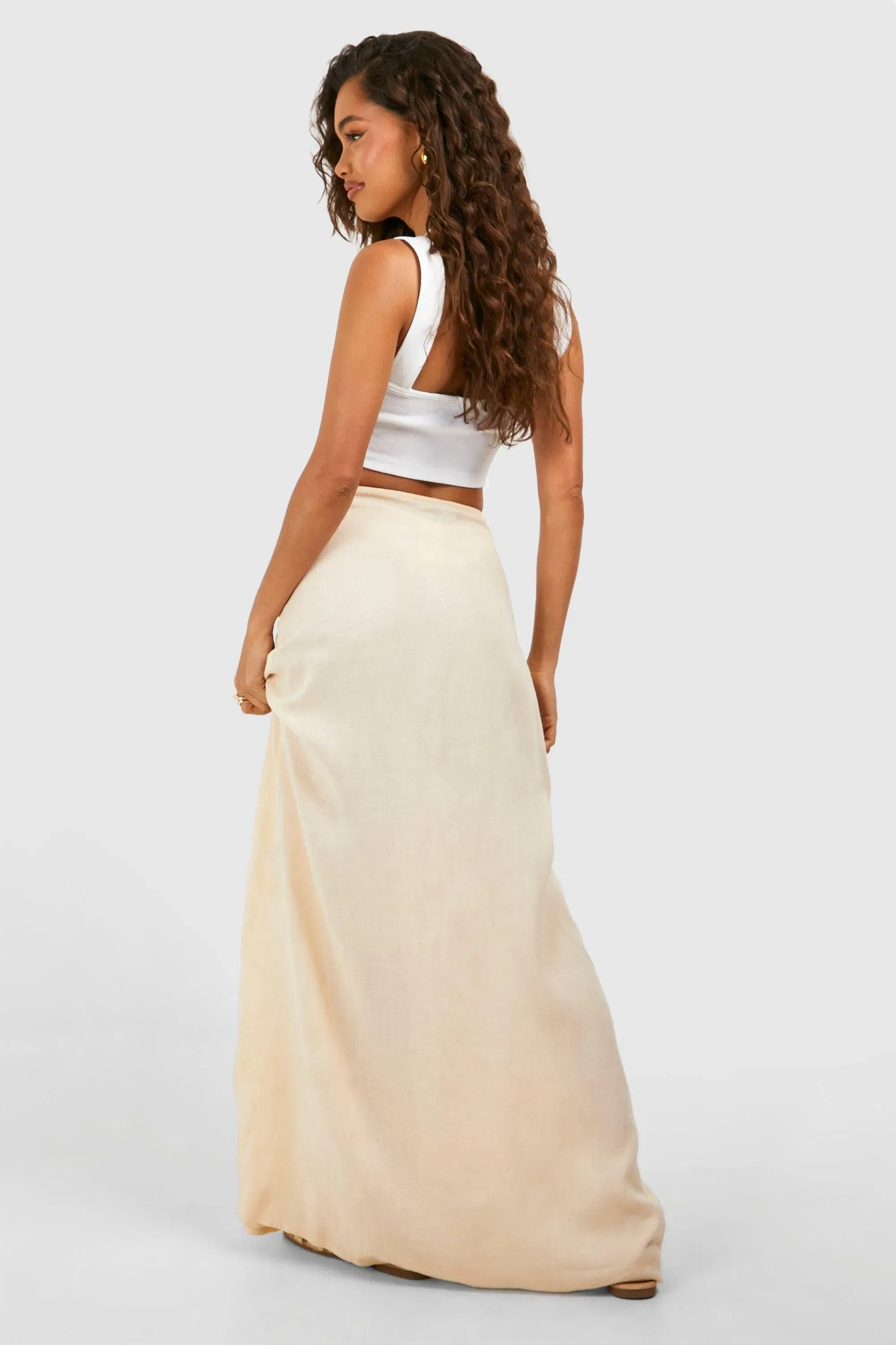 Ruched Detail Midi Skirt