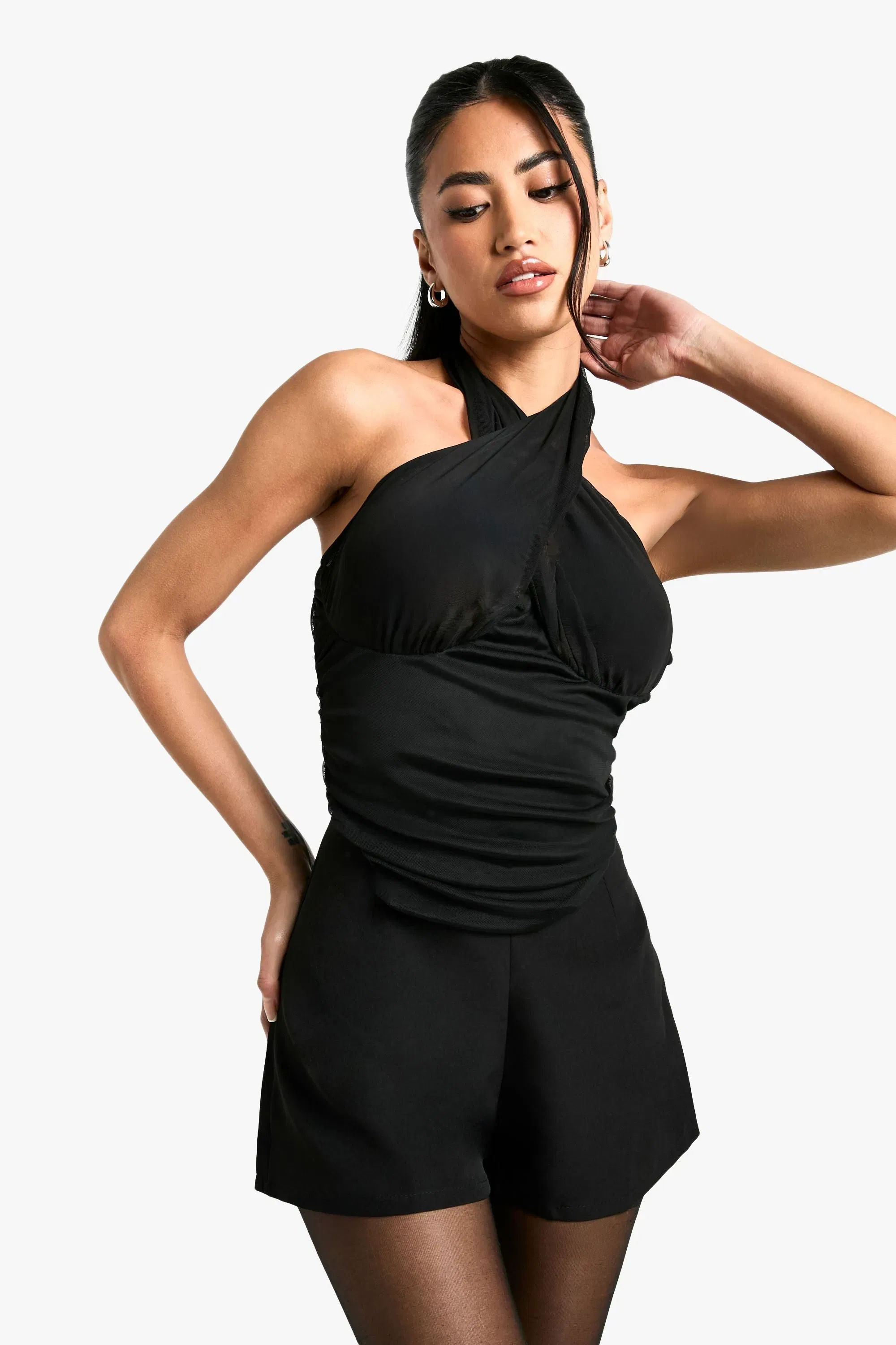 Mesh Halterneck Corset Top