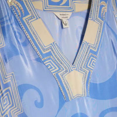 Blue Abstract Palm Print Beach Tunic