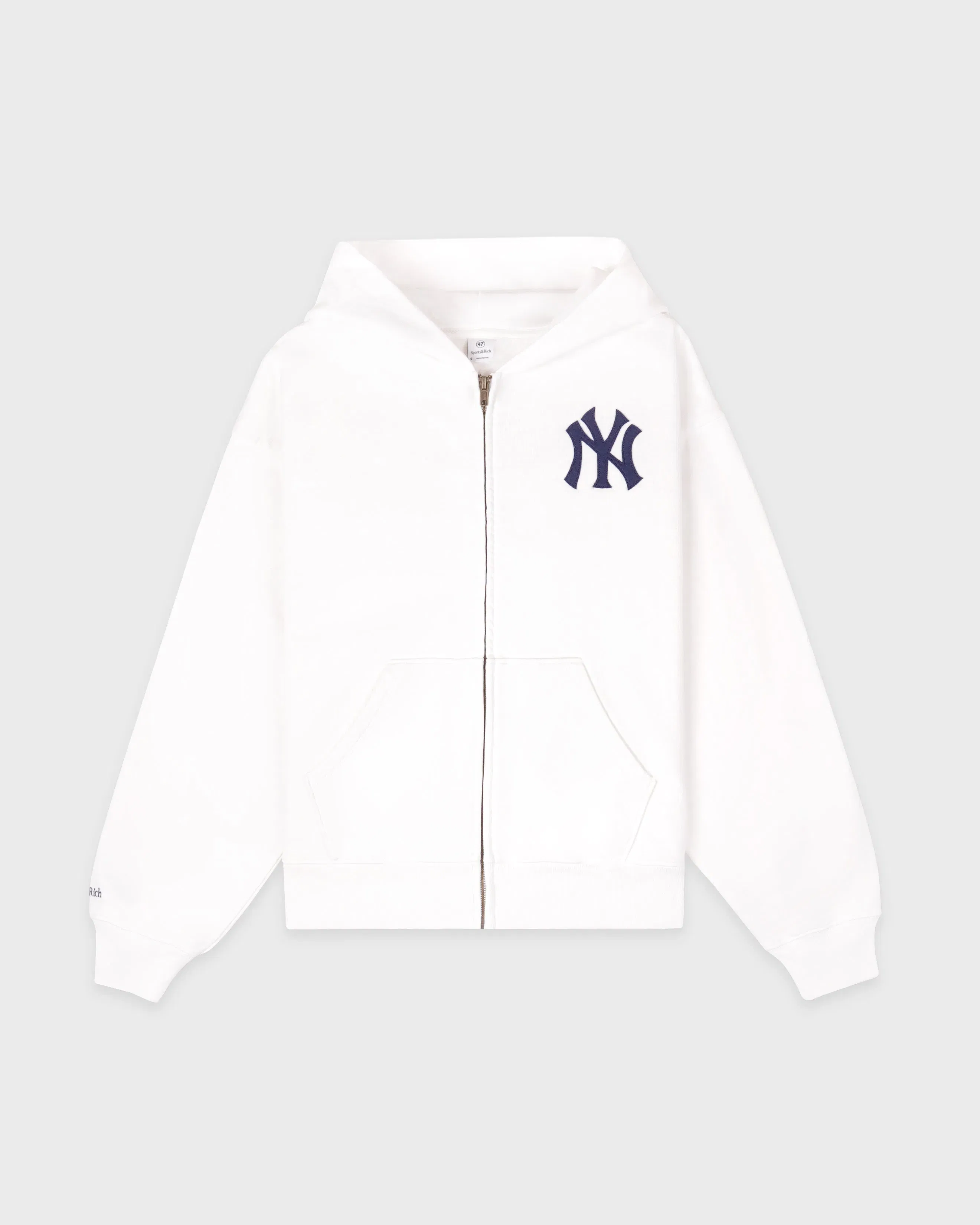 Heritage Yankees Serif Zip Hoodie - White/Navy