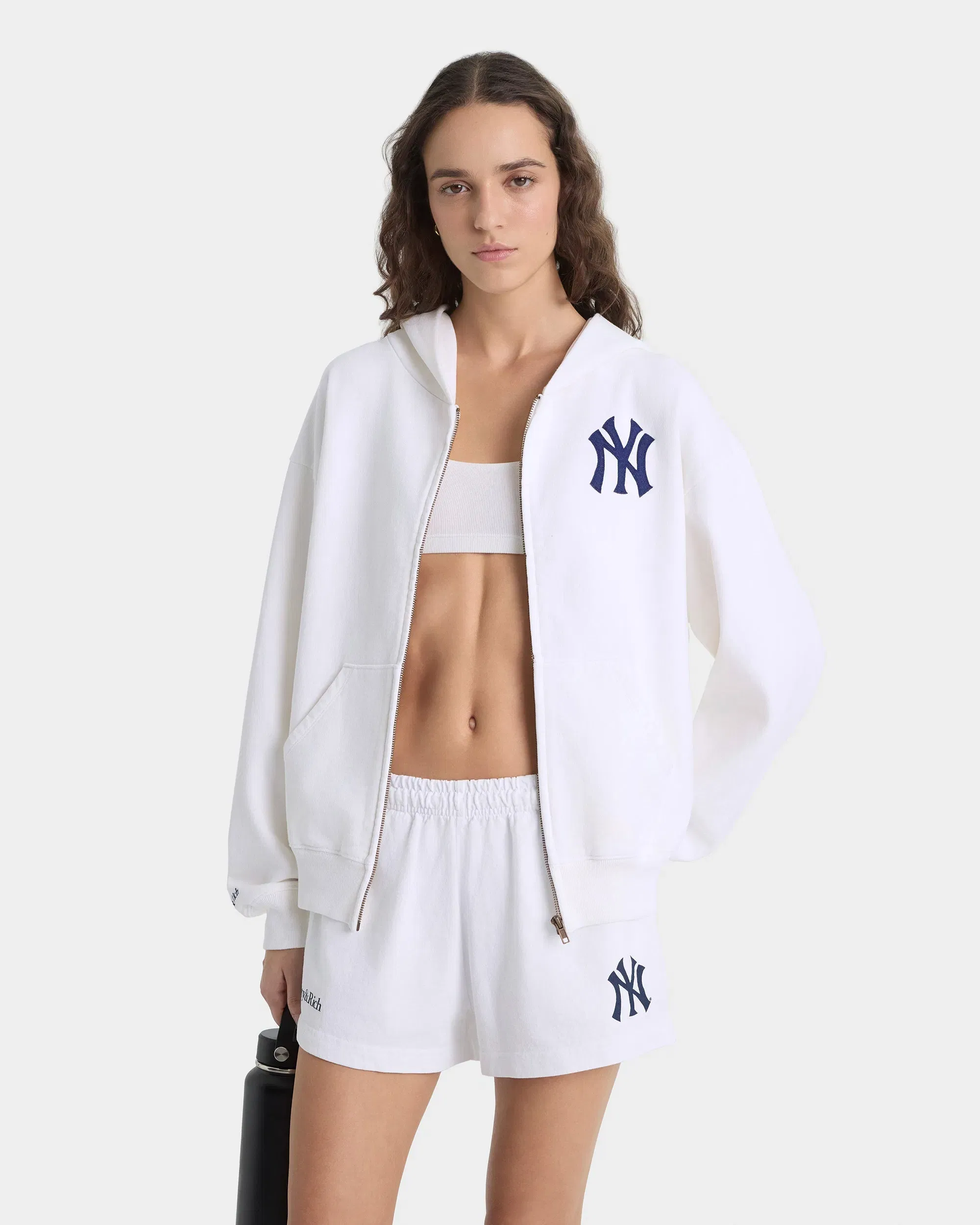 Heritage Yankees Serif Zip Hoodie - White/Navy