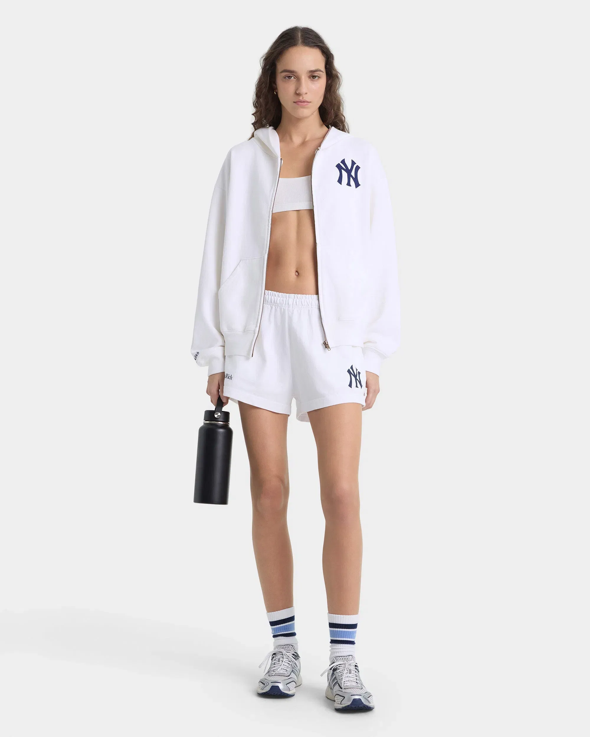 Heritage Yankees Serif Zip Hoodie - White/Navy