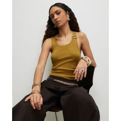 Khaki Buckle Knitted Vest