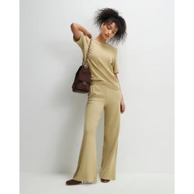 Green Cosy Wide Leg Joggers