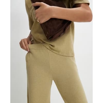 Green Cosy Wide Leg Joggers