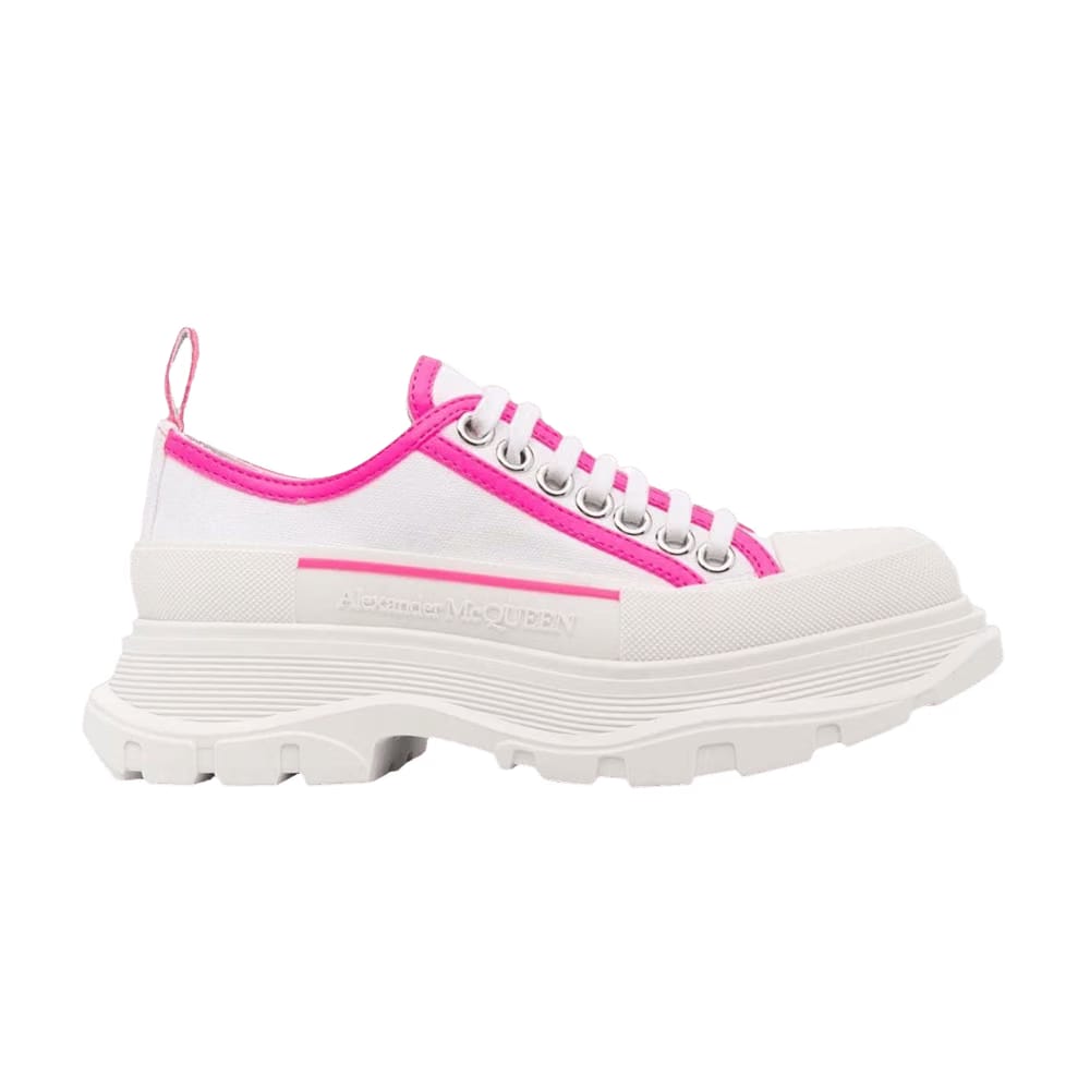 Alexander McQueen Wmns Tread Slick Lace Up 'White Neon Pink'