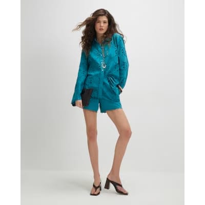 Blue Poplin Broderie Shirt