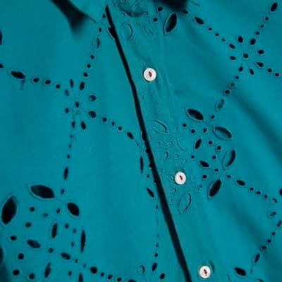 Blue Poplin Broderie Shirt