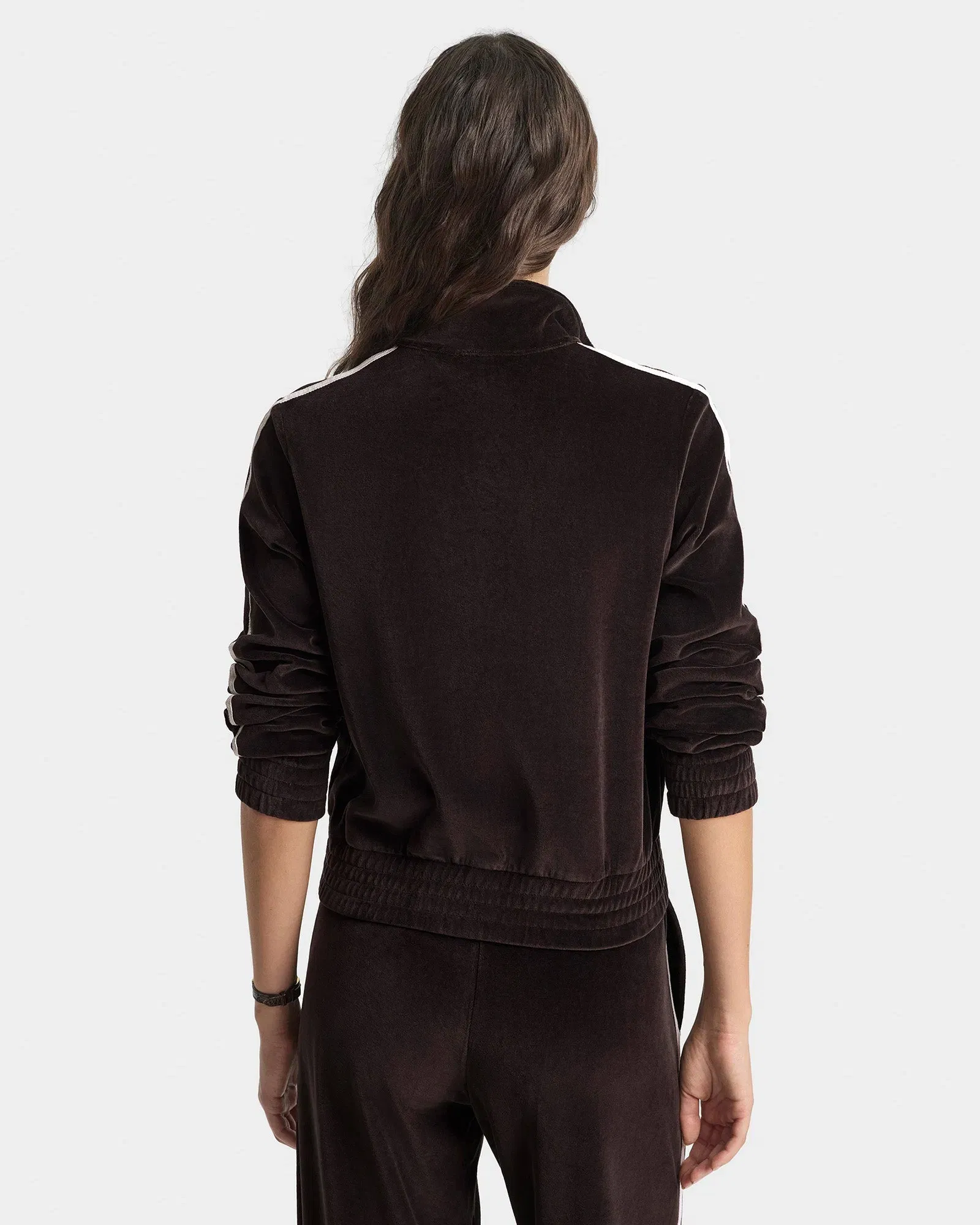 NY Crest Elio Velour Track Jacket - Chocolate