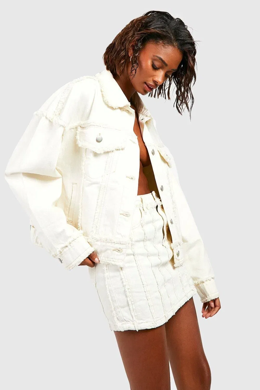 Frayed Seam Denim Mini Skirt