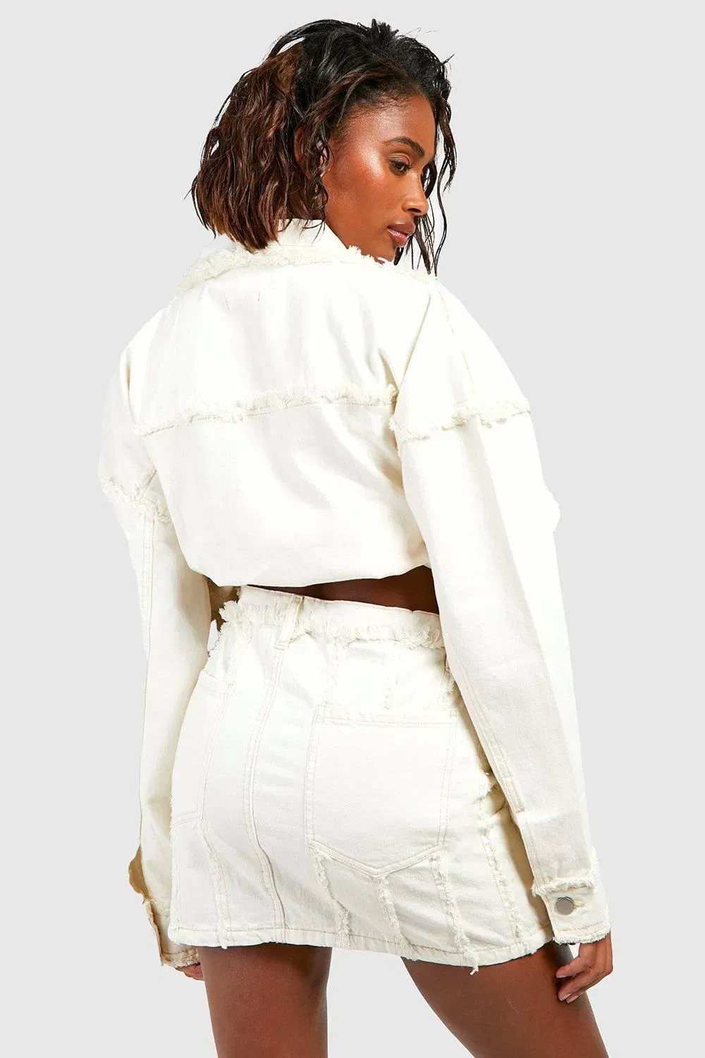 Frayed Seam Denim Mini Skirt