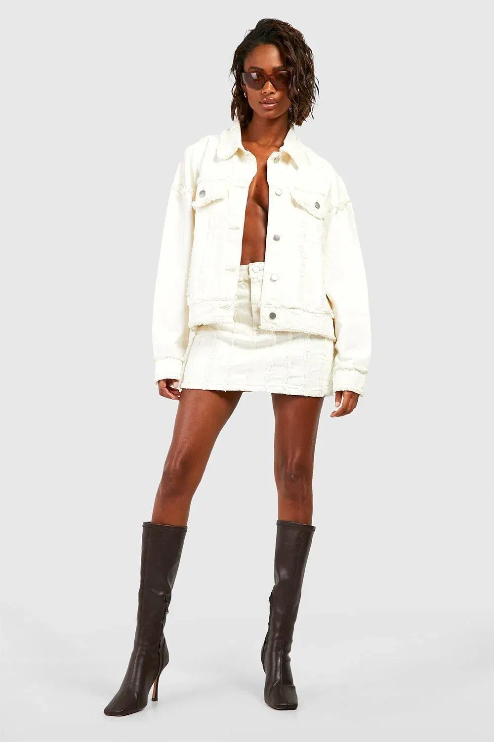 Frayed Seam Denim Mini Skirt