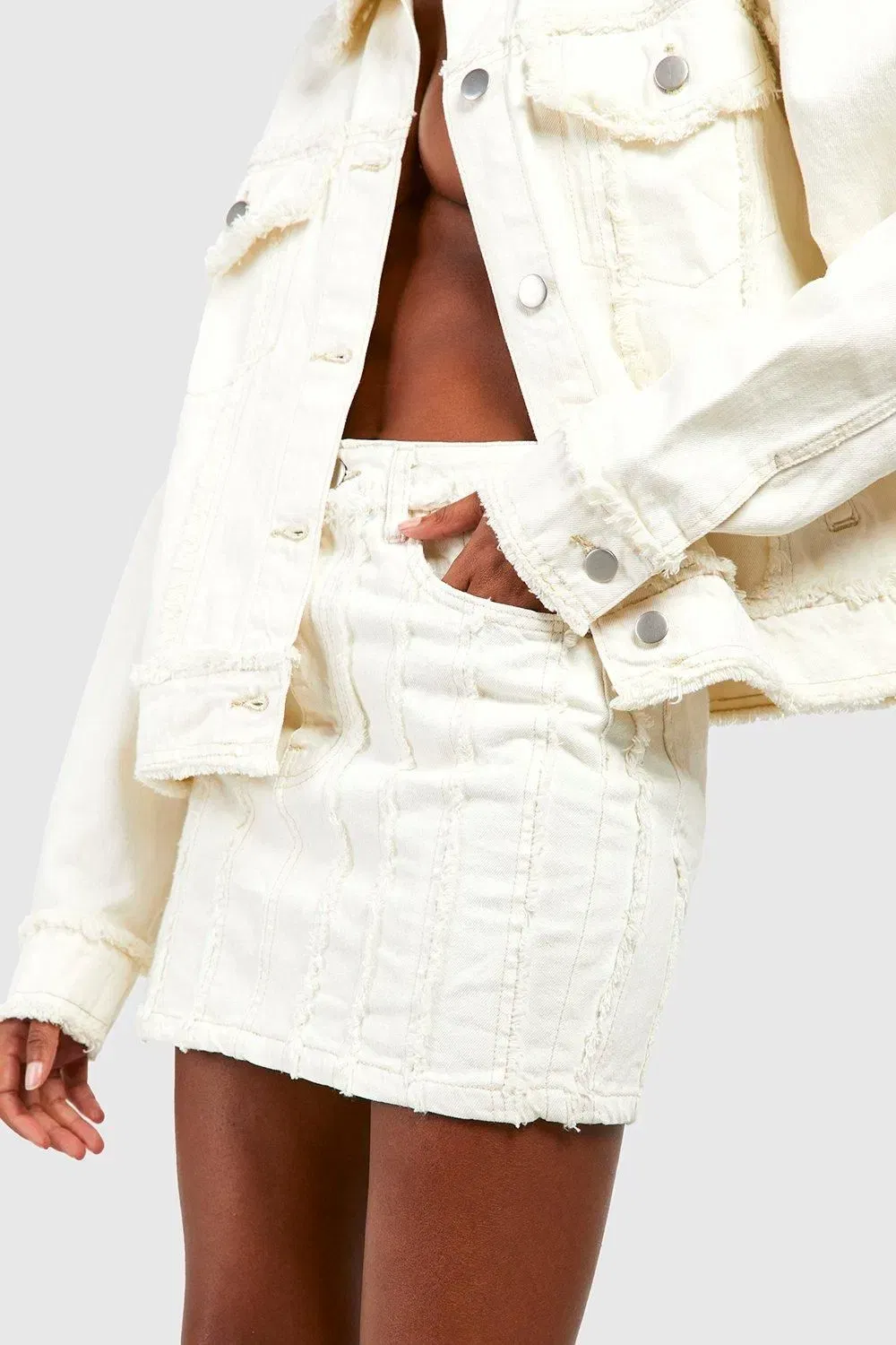 Frayed Seam Denim Mini Skirt