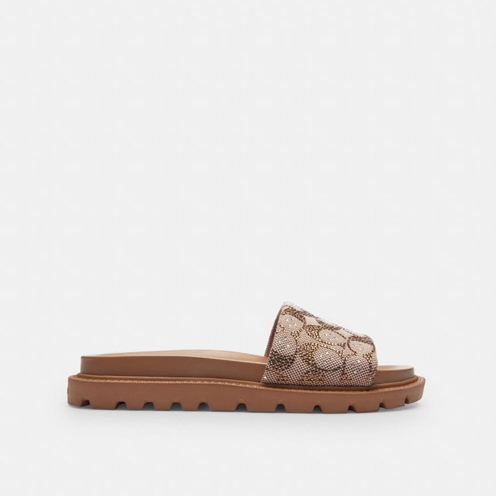 Brynn Slide Sandal In Crystal Signature Jacquard