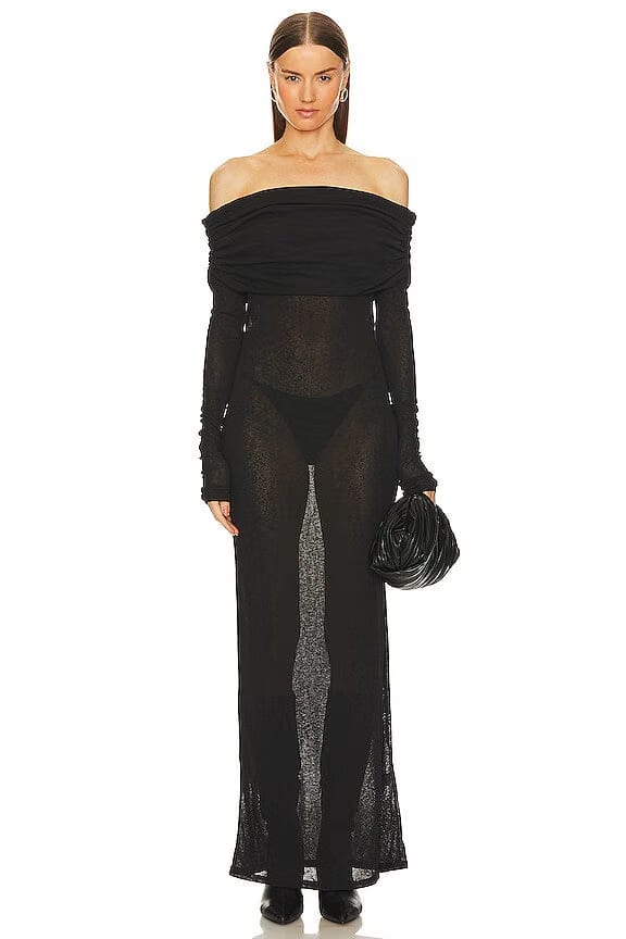 superdown Chantal Sheer Gown in Black