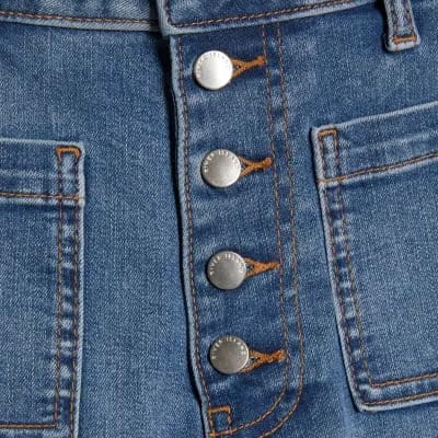 Blue Skinny Pocket Front Capri Jeans
