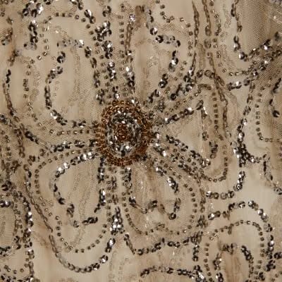 Cream Embellished Midi Beach Skirt