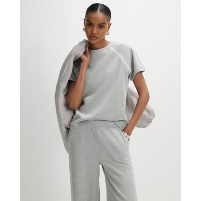 Grey Short Sleeve Cosy Whipstitch T-shirt