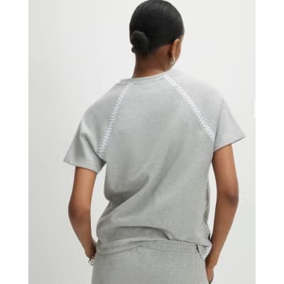 Grey Short Sleeve Cosy Whipstitch T-shirt