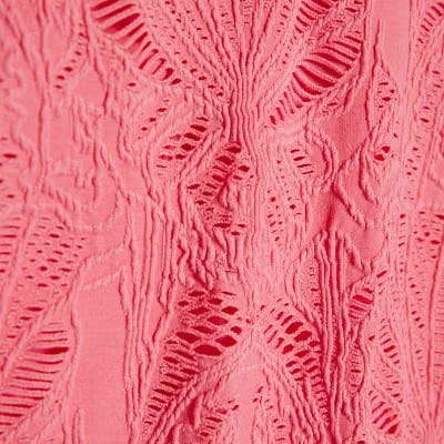 Pink Texture Shell Trim Swimsuit