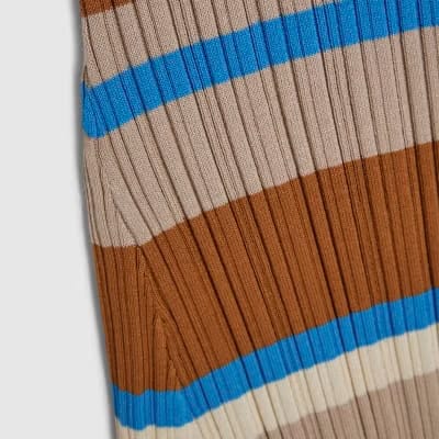 Petite Brown Knitted Striped Maxi Dress