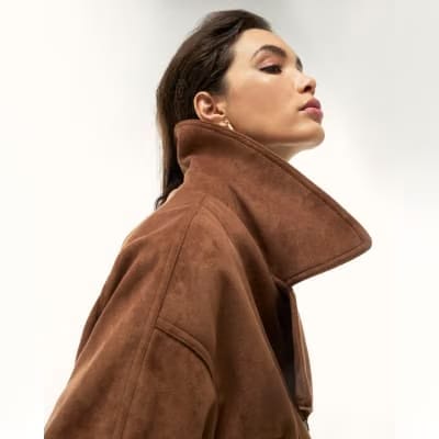 Brown Faux Suede Dropped Bomber Jacket