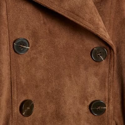 Brown Faux Suede Dropped Bomber Jacket
