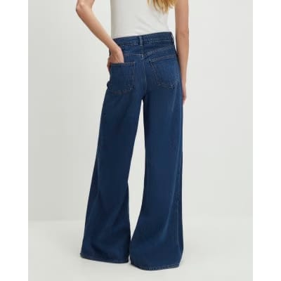 Blue High Waisted Soft Wide Leg Jeans