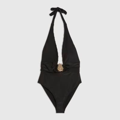 Black Hardware Plunge Swimsuit